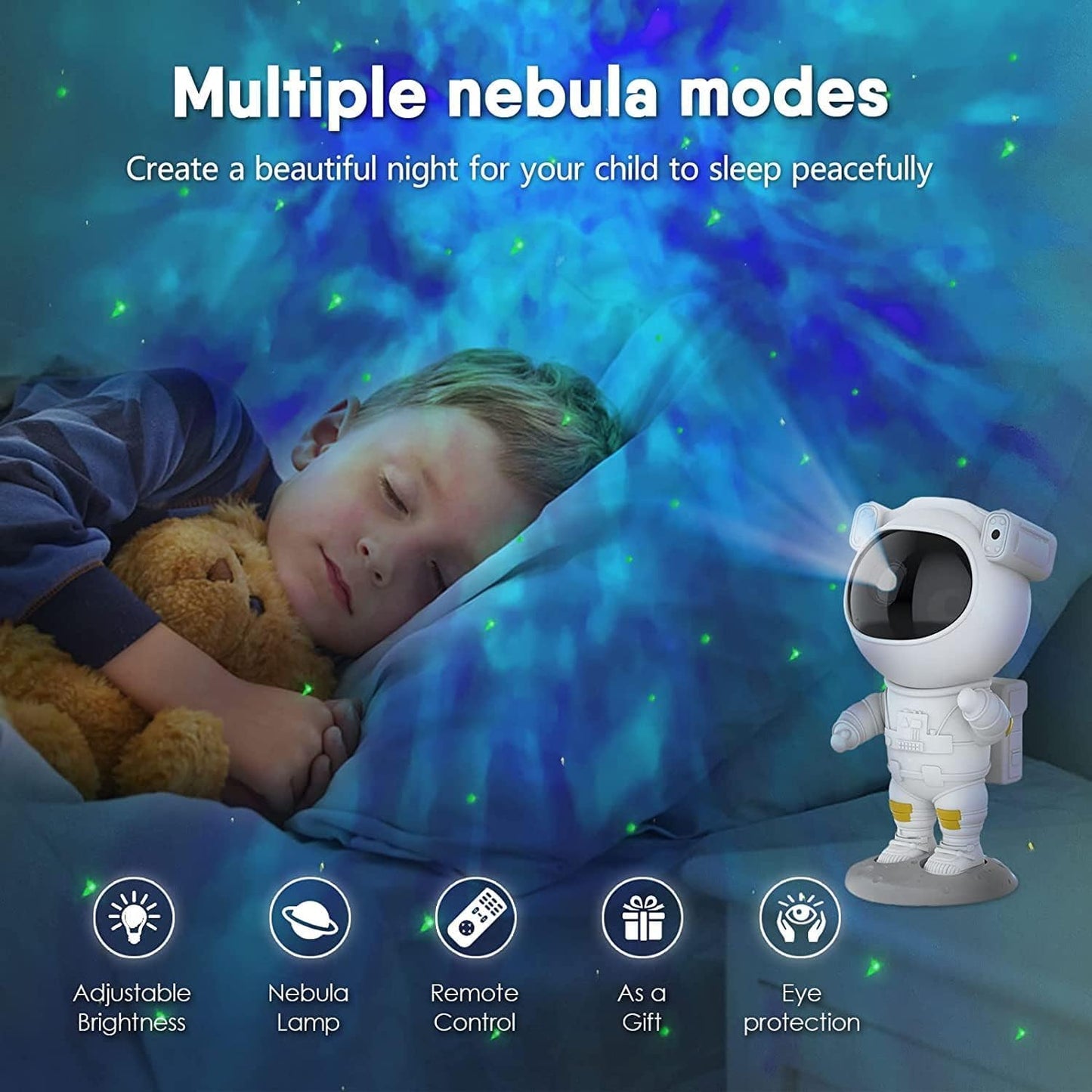 Astronaut Galaxy Projector with Remote Control - 360° Adjustable Timer Kids Astronaut Nebula Night Light